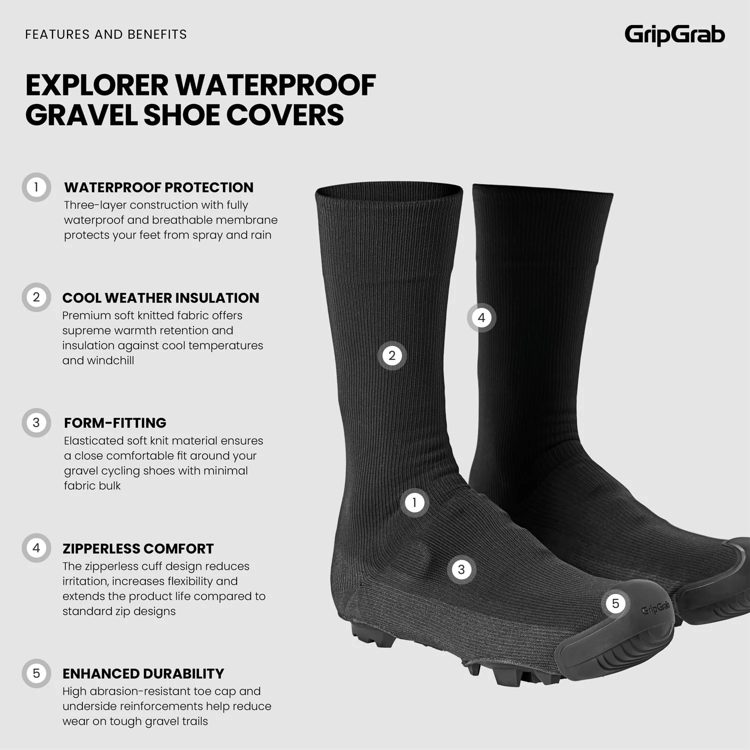Pokrowiec na buty GRIPGRAB EXPLORER WATRPROOF GRAVEL czarny - Image 3
