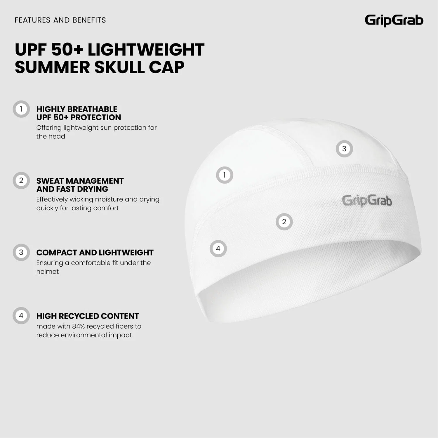 Pokrowiec na kask GRIPGRAB UPF 50+ biały - Image 8