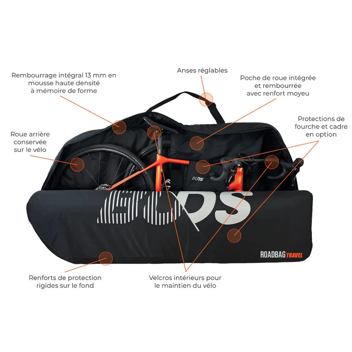 Pokrowiec na rower szosowy BUDS ROADBAG TRAVEL (Special Plane) czarny - Image 5