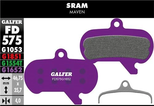 Półmetaliczne klocki hamulcowe GALFER E-Bike Sram Maven