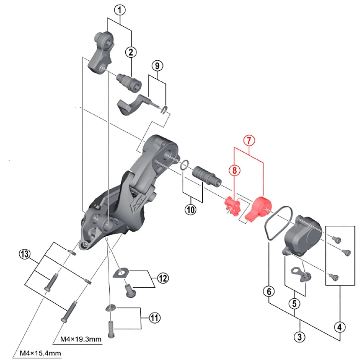 Przełącznik pozycji przerzutki tylnej SHIMANO XTR M9000/XT M8000/SLX M7000 11 prędkości