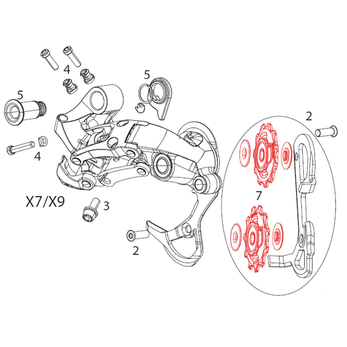 Przerzutka tylna SRAM X9/X /GX typ 2, tryby 2x10V (x2) - Image 2
