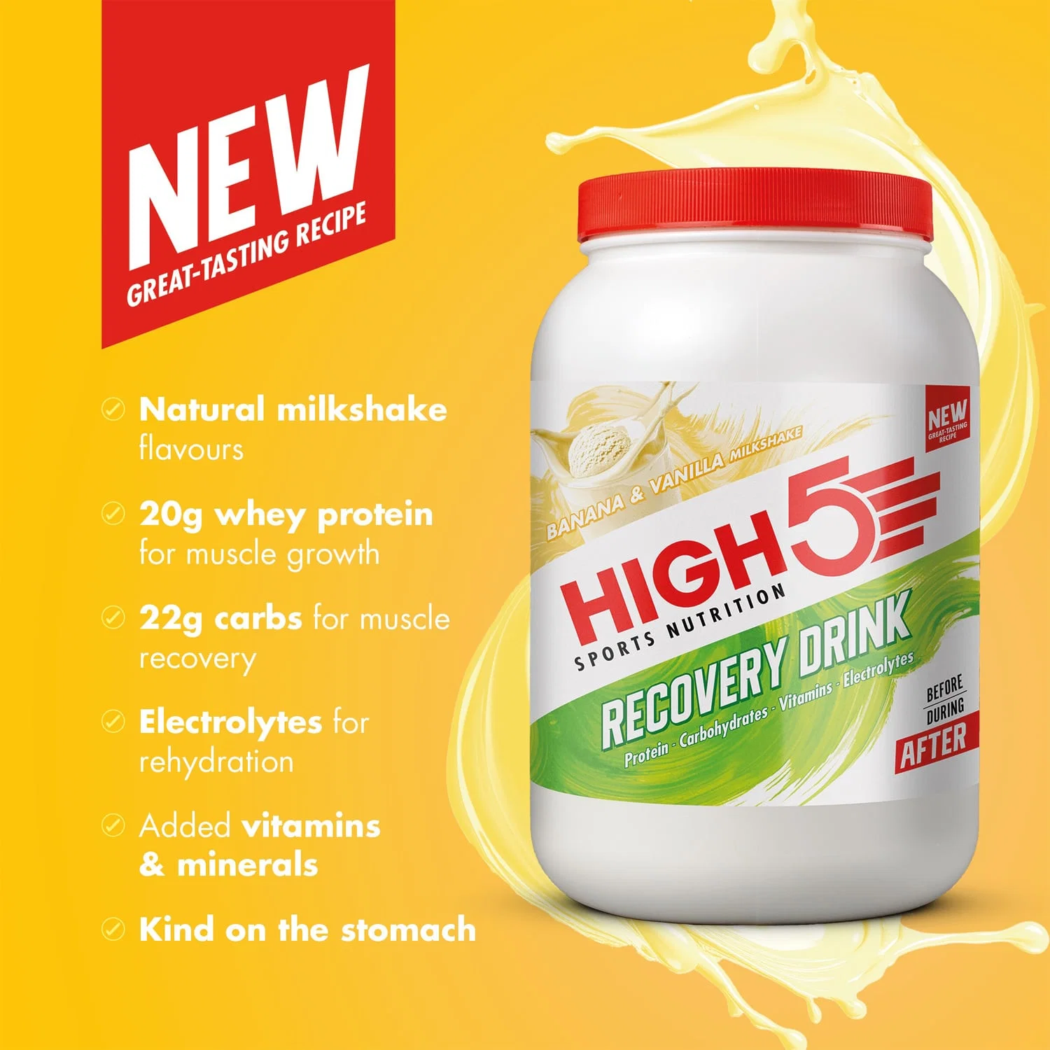 Recovery Drink High5 RECOVERY DRINK (1,6kg) Banana Vanilla Milkshake - Image 2