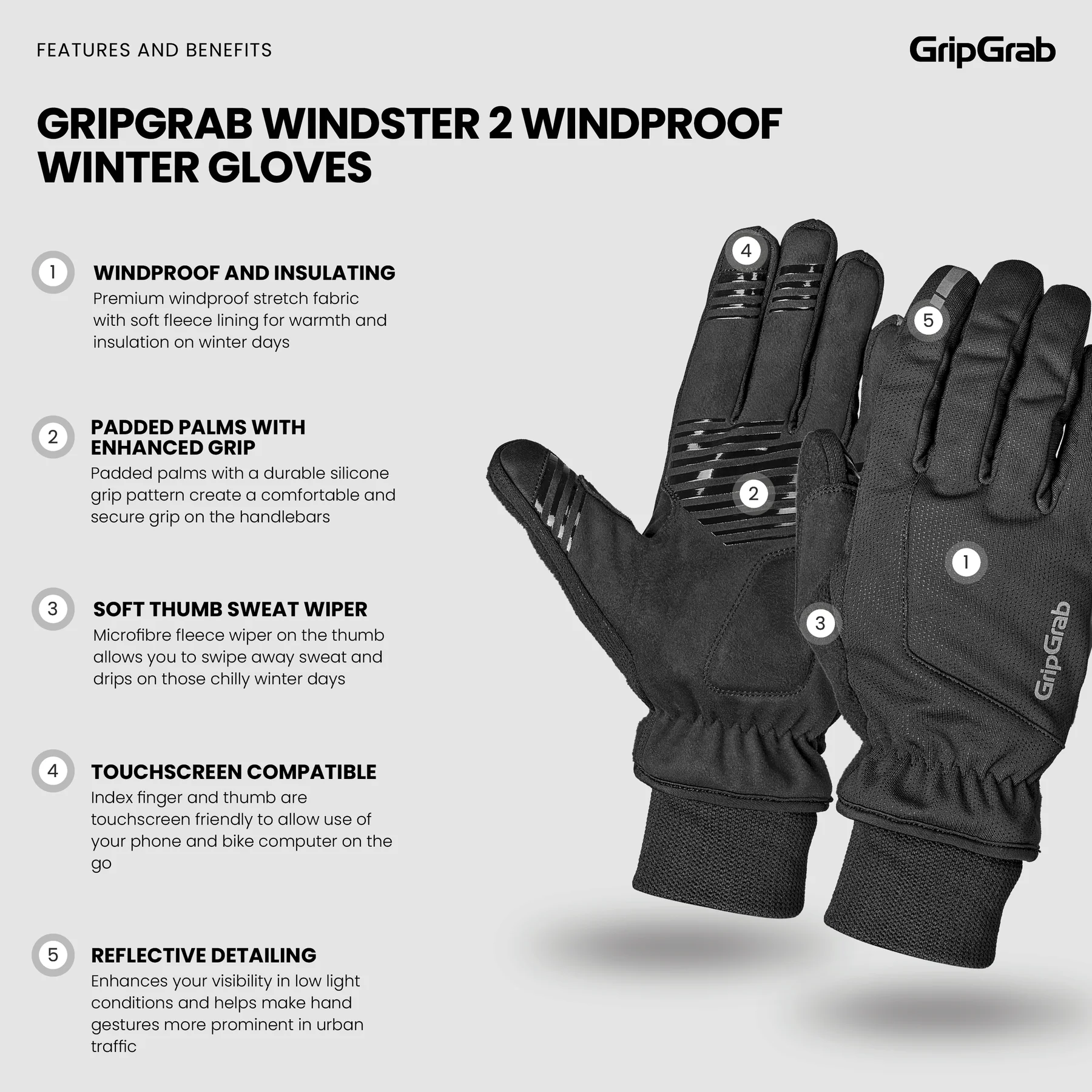 Rękawice WINDSTER 2 WINDPROOF WINTER GRIPGRAB żółte - Image 8