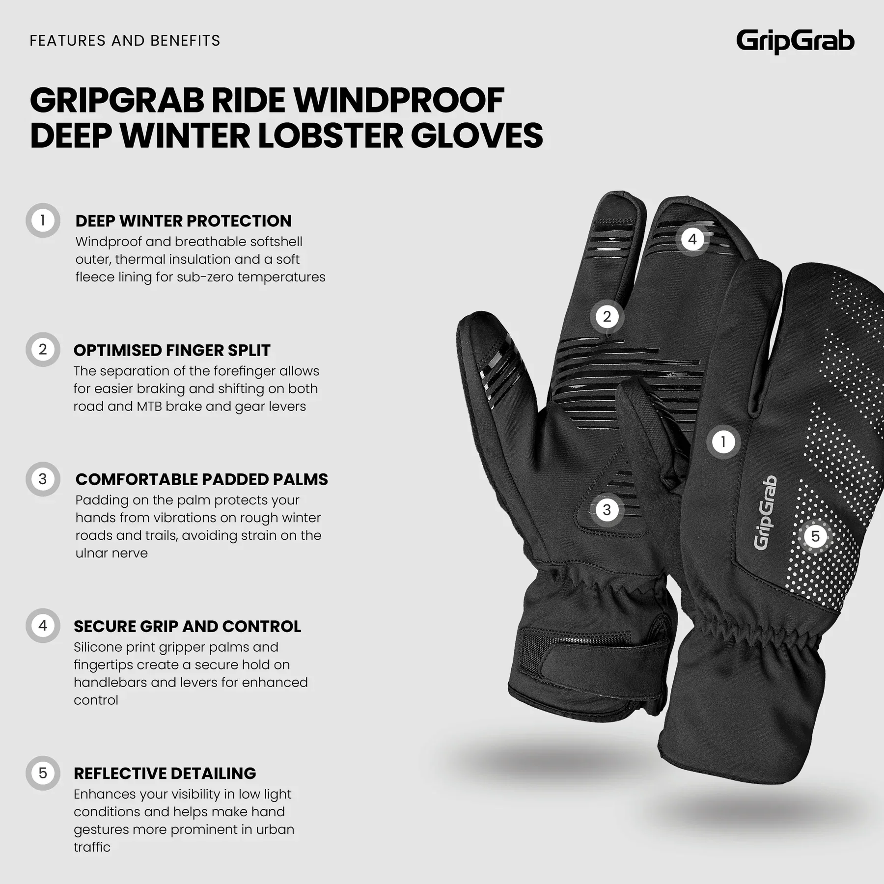 Rękawiczki GRIPGRAB DEEP WINTER LOBSTER żółte - Image 9