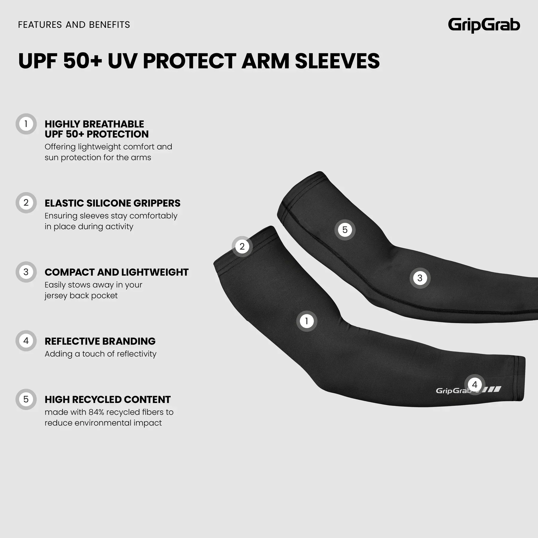 Rękawy GRIPGRAB UPF 50+ UV PROTECT białe - Image 5