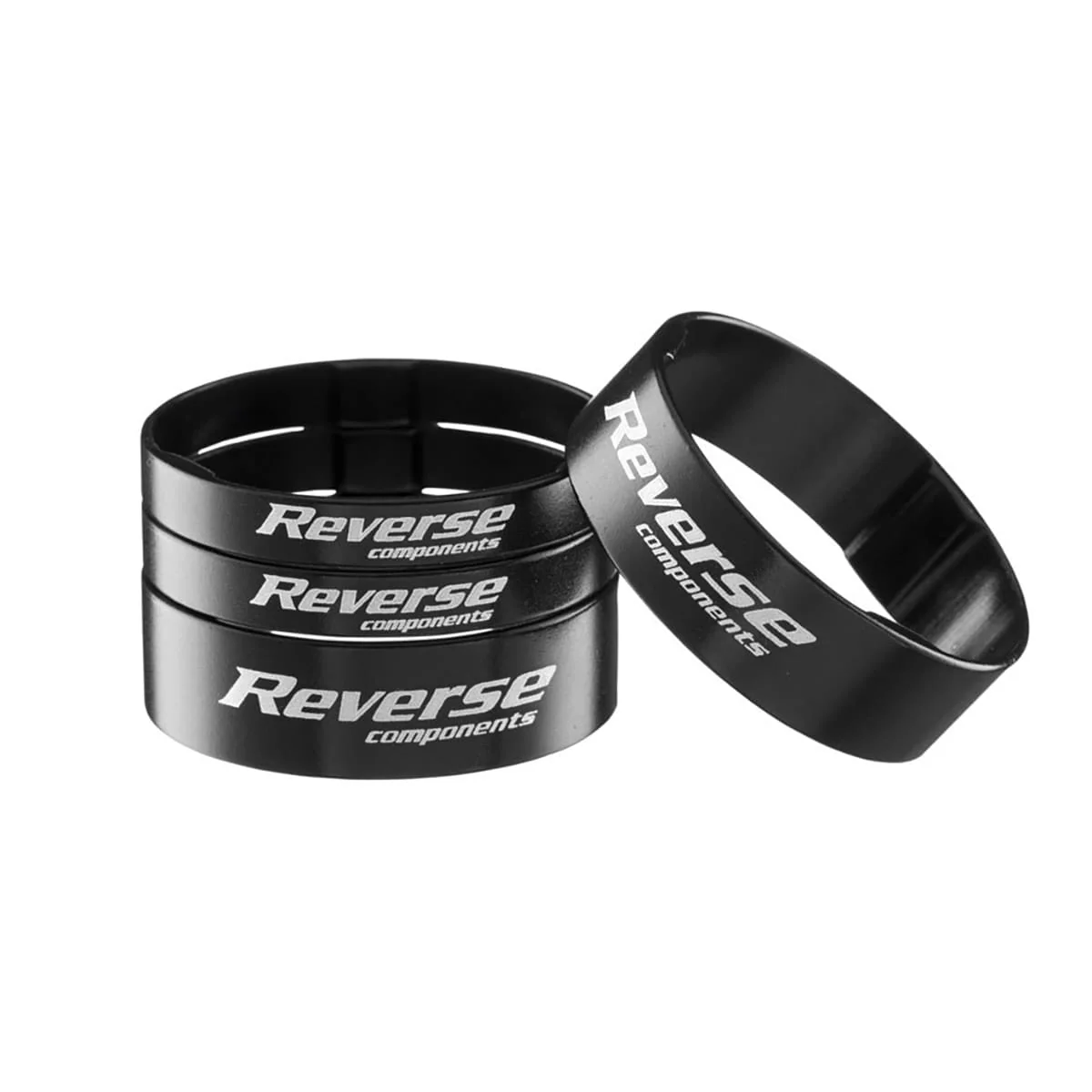REVERSE COMPONENTS Aluminiowy, ultralekki zestaw dystansowy 1"1/8 Black Headset Spacer Kit