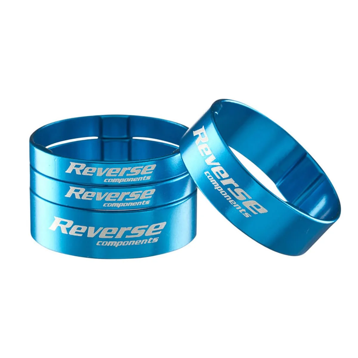 REVERSE COMPONENTS Zestaw aluminiowych, ultralekkich podkładek dystansowych 1"1/8 Blue Headset Spacer Kit