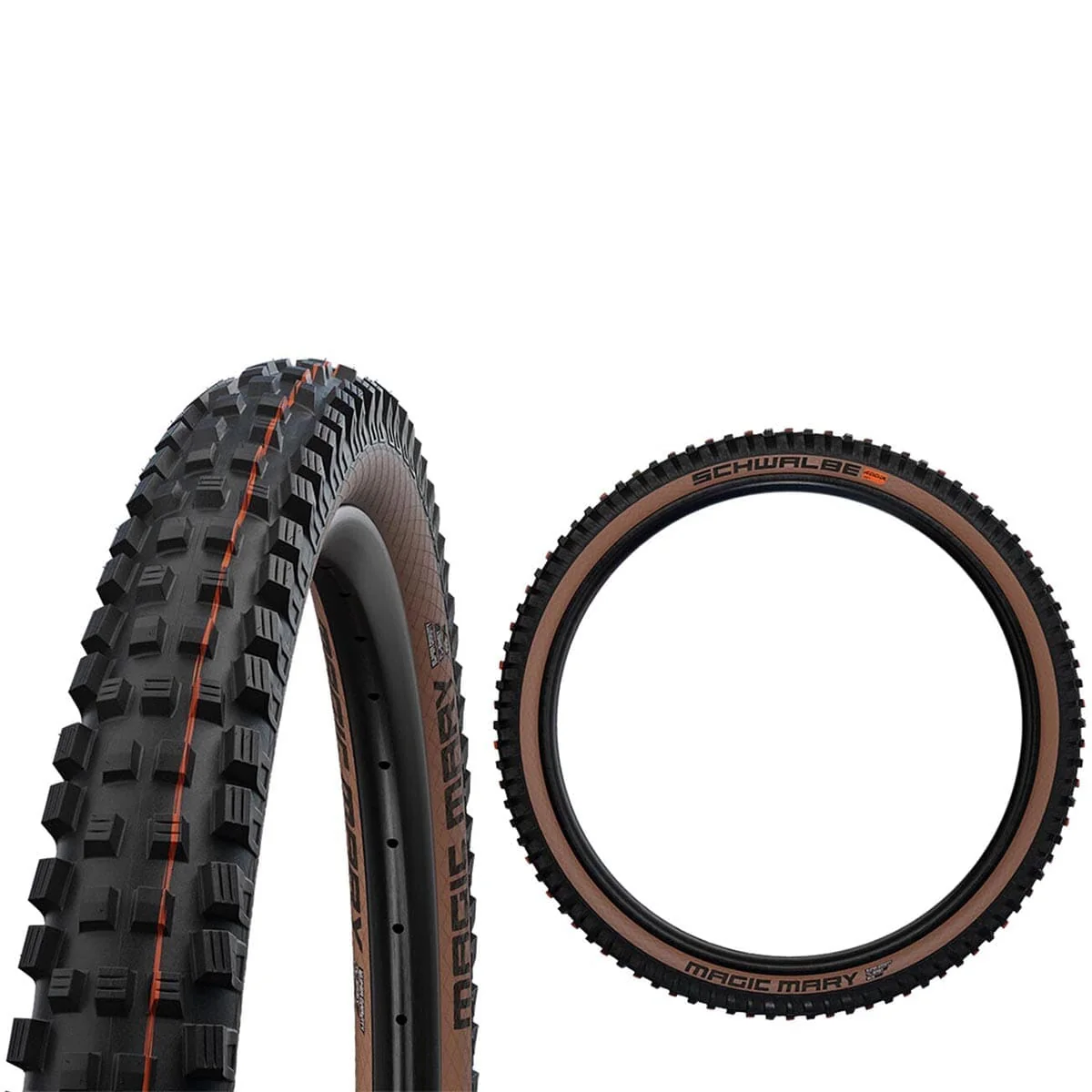 SCHWALBE MAGIC MARY 27.5x2.40 ADDIX SOFT SUPERGRAVITY opona bezdętkowa miękka czarna/brązowa - Image 2