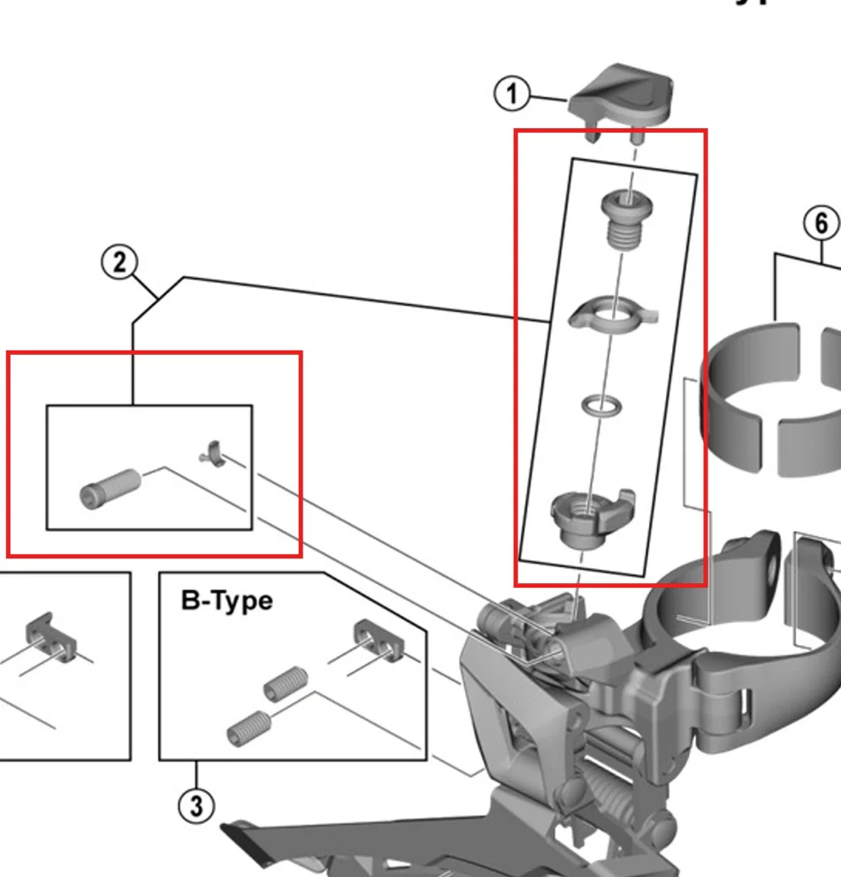 SHIMANO FD-R7100/U6030/5801/R7000/RX400 śruby regulujące i dokręcające przewód
