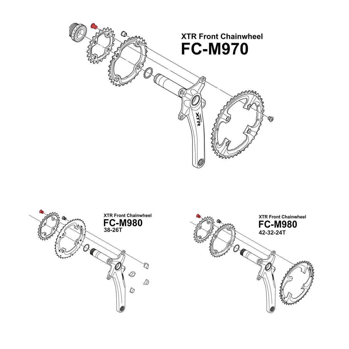 SHIMANO XTR M980 Płyta wewnętrzna / XT M8000 Płyta pośrednia 10,1 mm Zestaw śrub kominowych (x4) Srebrny matowy - Image 2