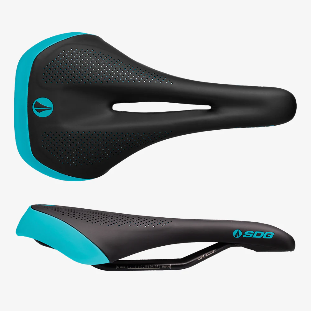 Siodełko damskie SDG ALLURE V2 - Lux Rails - Alloy Black/Turquoise