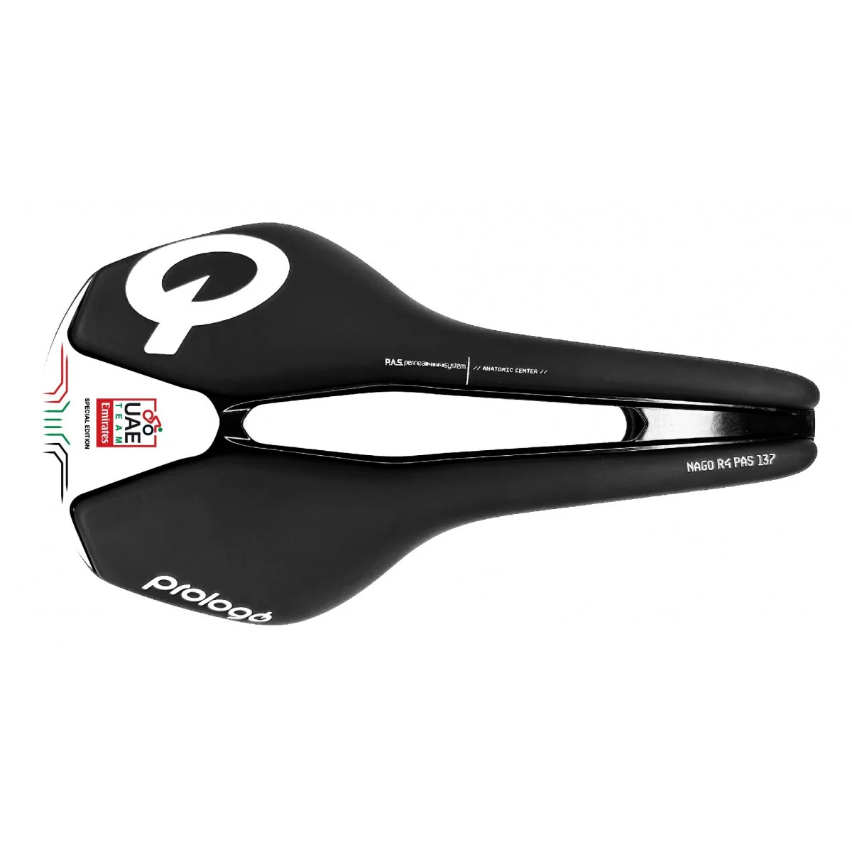 Siodełko PROLOGO NAGO R4 PAS 137mm szerokość szyny UAE Tirox czarny/biały