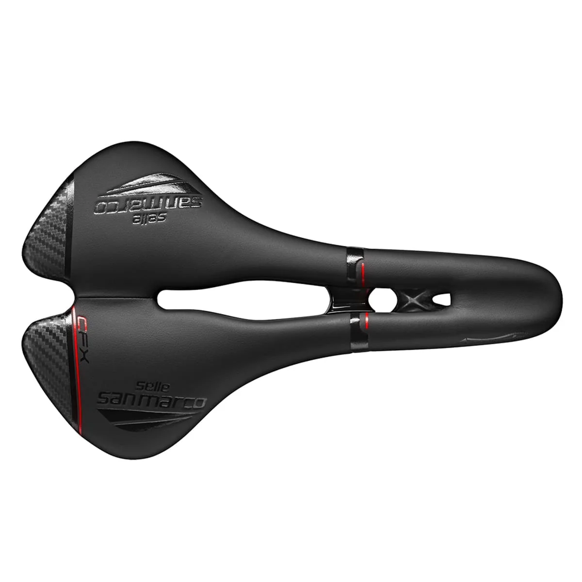 Siodełko SAN MARCO ASPIDE CARBON FX OPEN FIT WIDE Carbon Rails Black