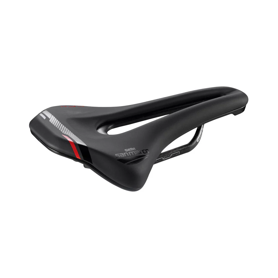 Siodełko SAN MARCO GROUND SHORT OPEN-FIT CARBON FX 155 mm czarne