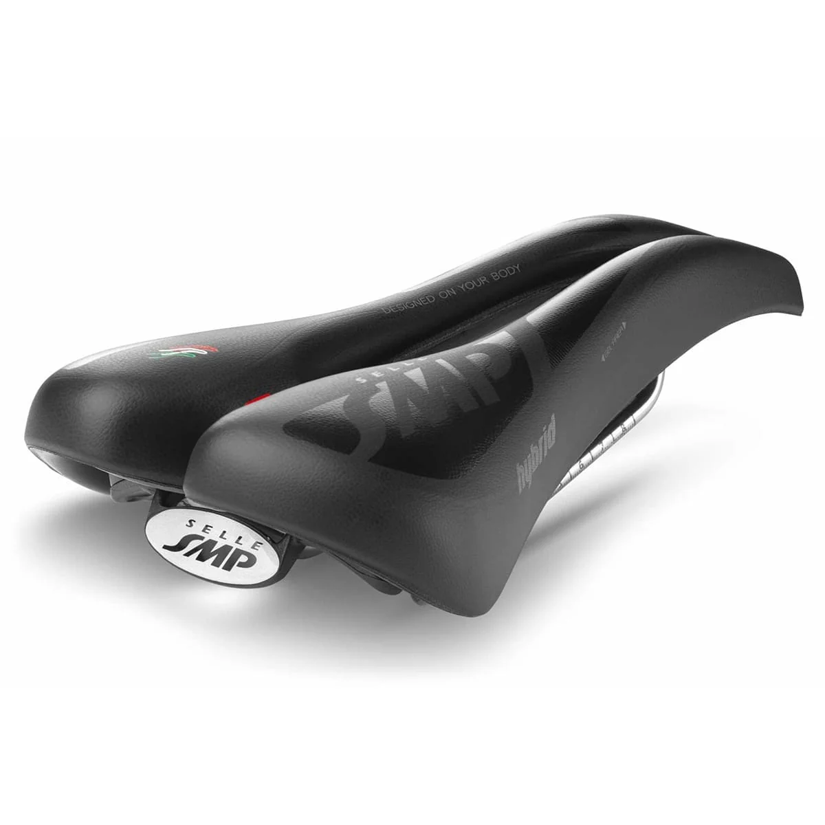 Siodełko SMP HYBRIDE GEL o szerokości 140 mm ze stalowymi szynami, czarne - Image 2