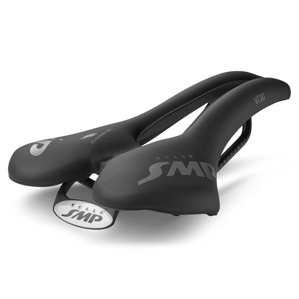 Siodełko SMP VT30 Szerokość 155 mm Szyny stalowe Czarne