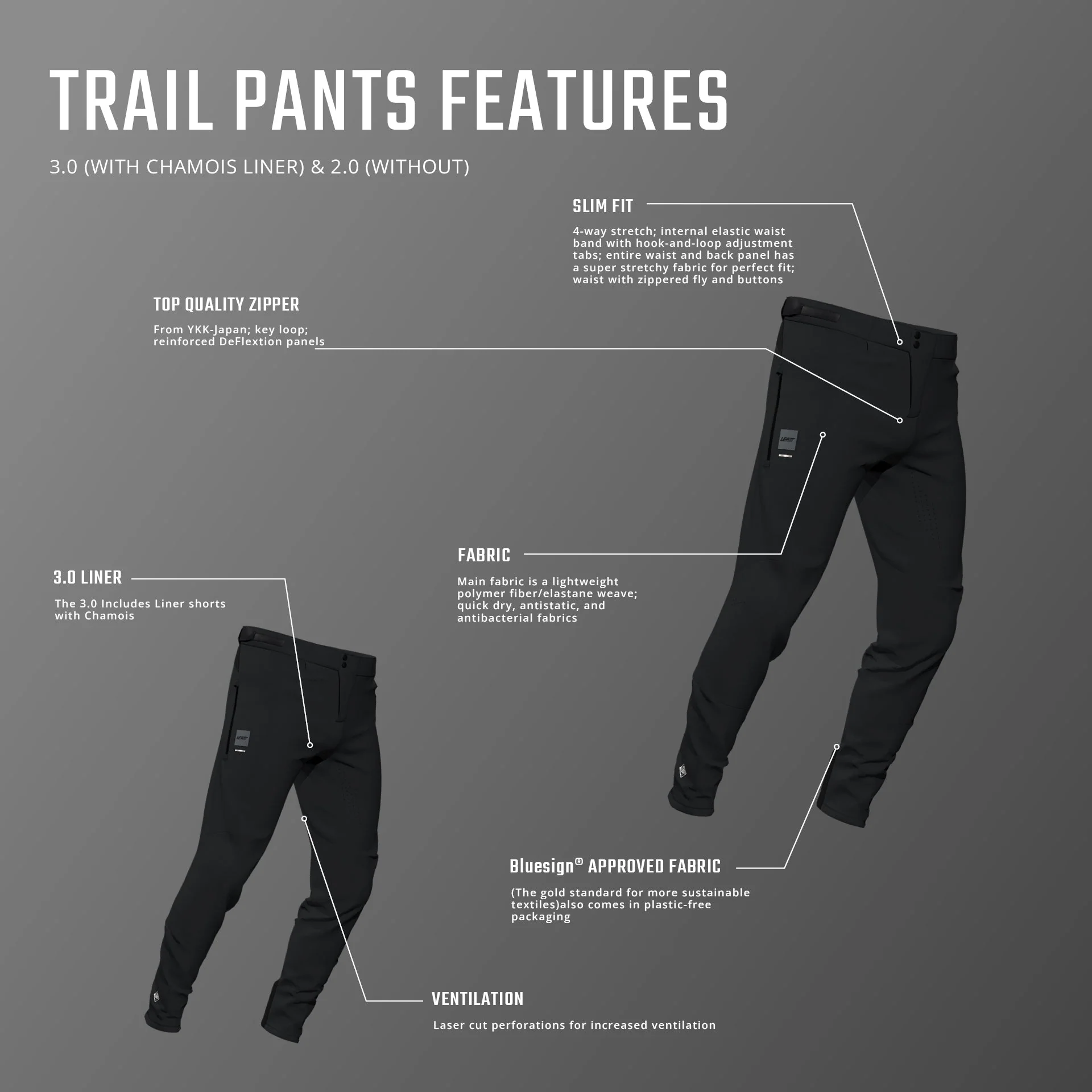 Spodnie LEATT MTB TRAIL 3.0 LINER czarne - Image 4