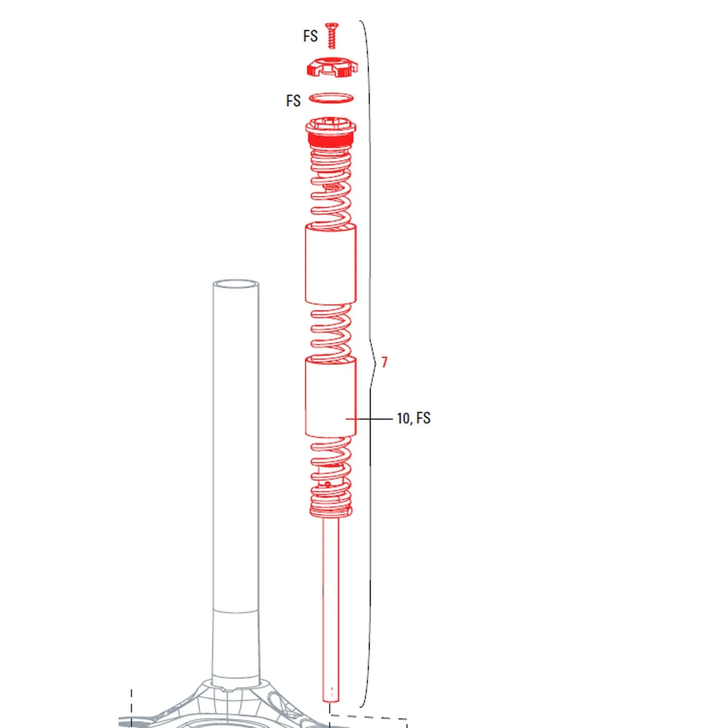 Sprężyna widelca ROCKSHOX XC30 26" 100 mm Typ A1-A3/ 30 Silver A1-A2 X-Firm