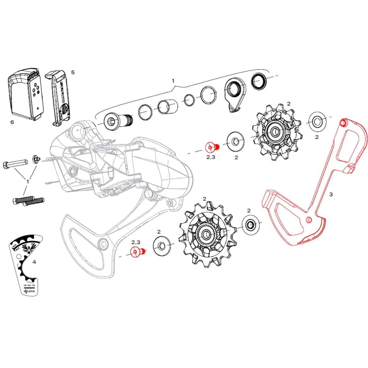 SRAM X01 EAGLE AXS Polar 12-biegowa przerzutka tylna z wewnętrznym koszykiem