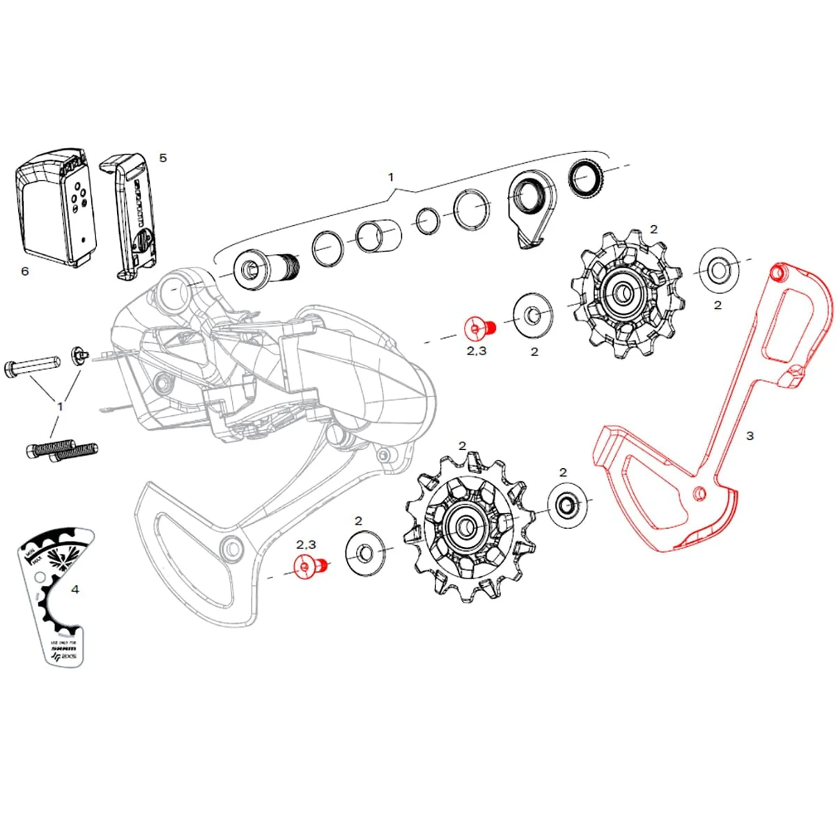 SRAM XX1 EAGLE AXS Lunar 12-biegowa przerzutka tylna z wewnętrznym koszykiem