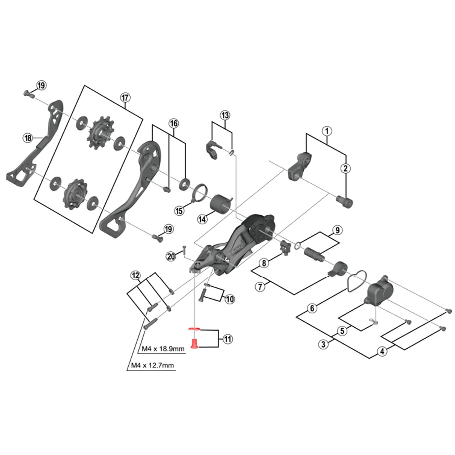 Śruba dokręcająca linkę przerzutki tylnej SHIMANO XTR M9000 / M9120