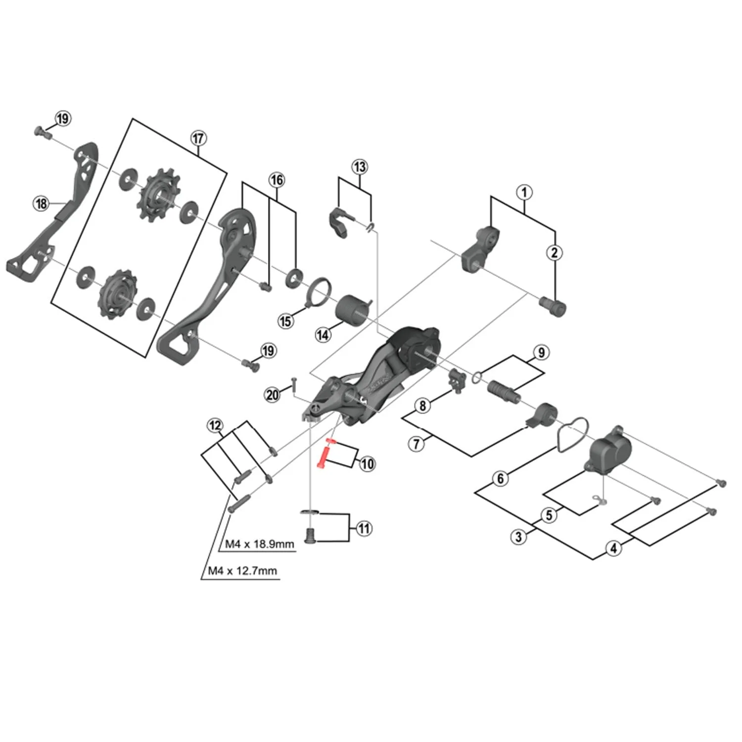Śruba regulacyjna B do przerzutki tylnej SHIMANO XTR M9000 / M9100 / M9120 #Y5PV98070