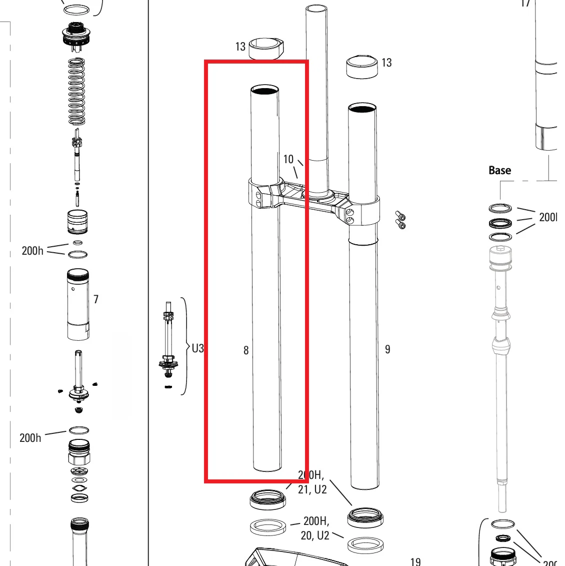 Straight Plunge ROCKSHOX 38mm BOXXER D1+(2024+) czarny