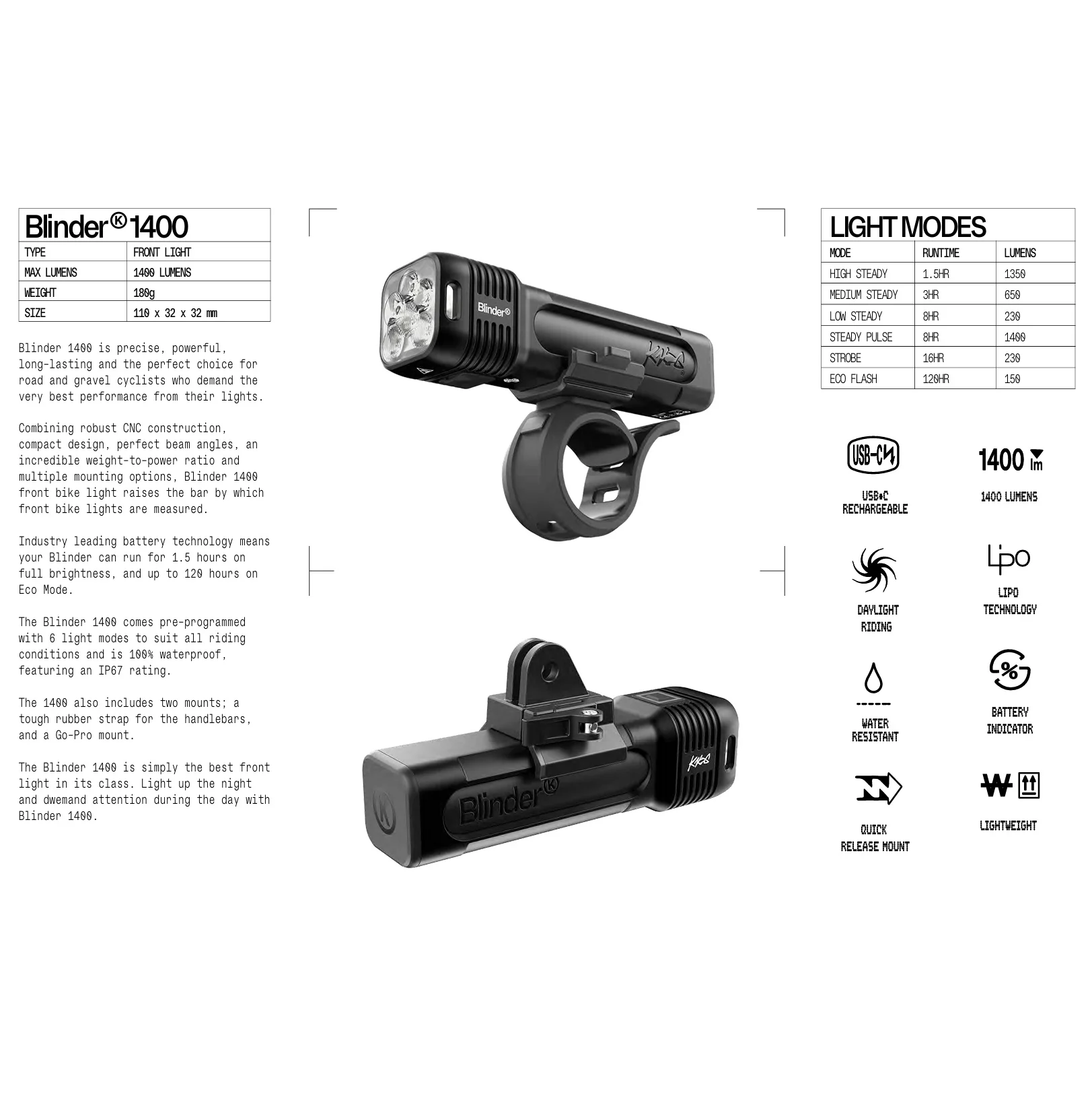 Światło przednie KNOG BLINDER PRO 1400 - Image 3