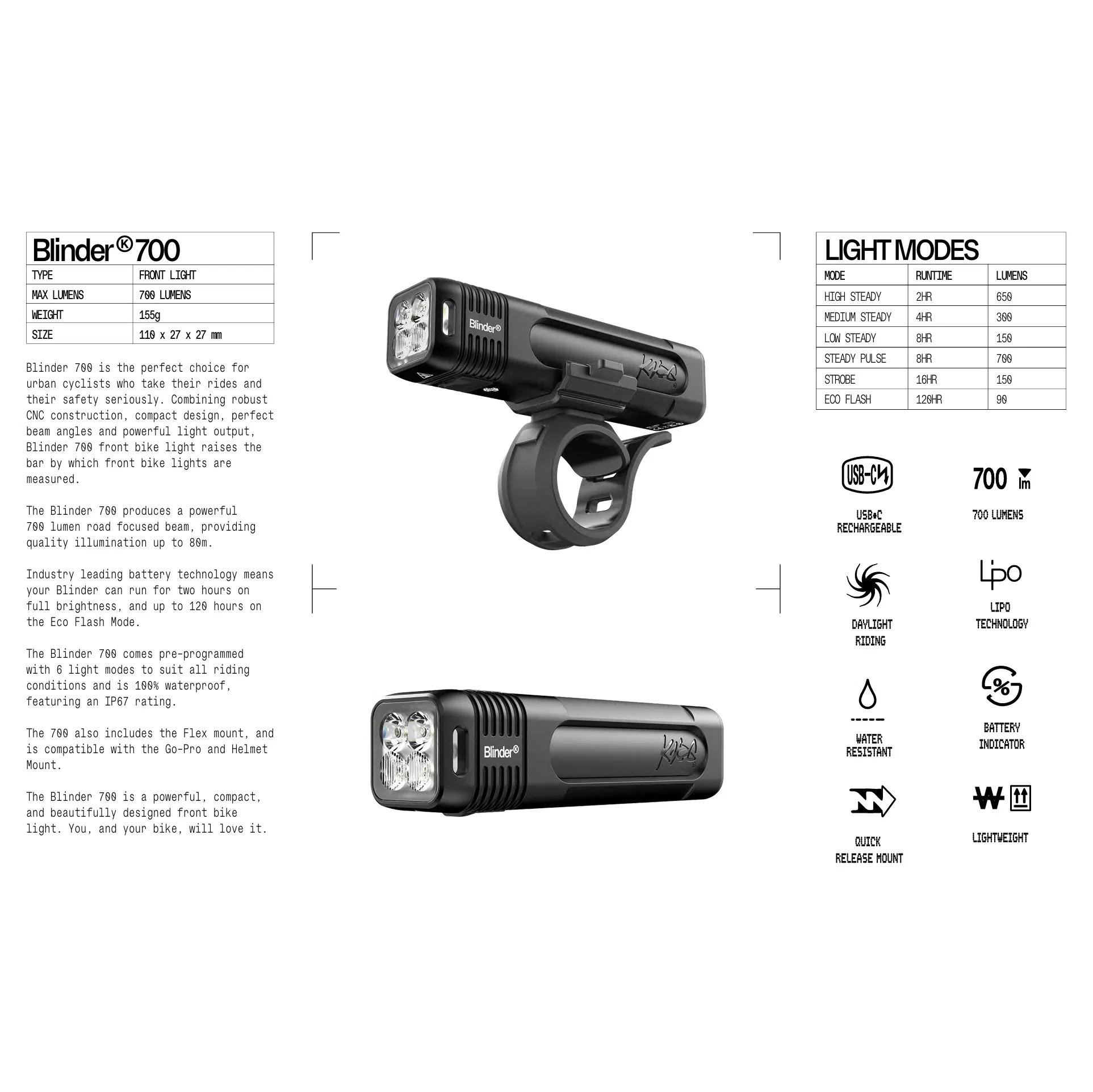 Światło przednie KNOG BLINDER PRO 700 - Image 3