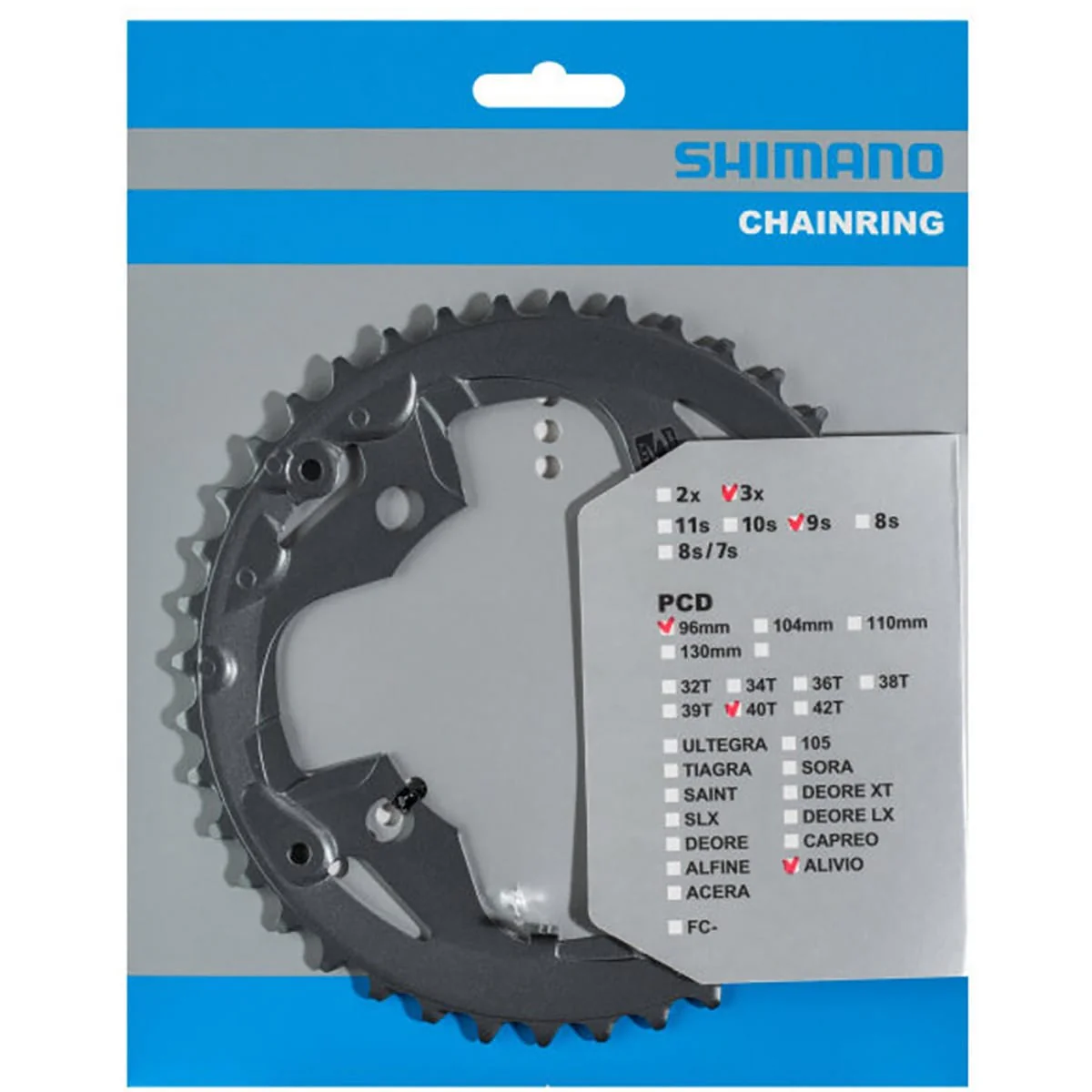 Tarcza łańcuchowa SHIMANO ALIVIO M4000 9V 4 otwory 96 mm pośrednia/zewnętrzna - Image 2