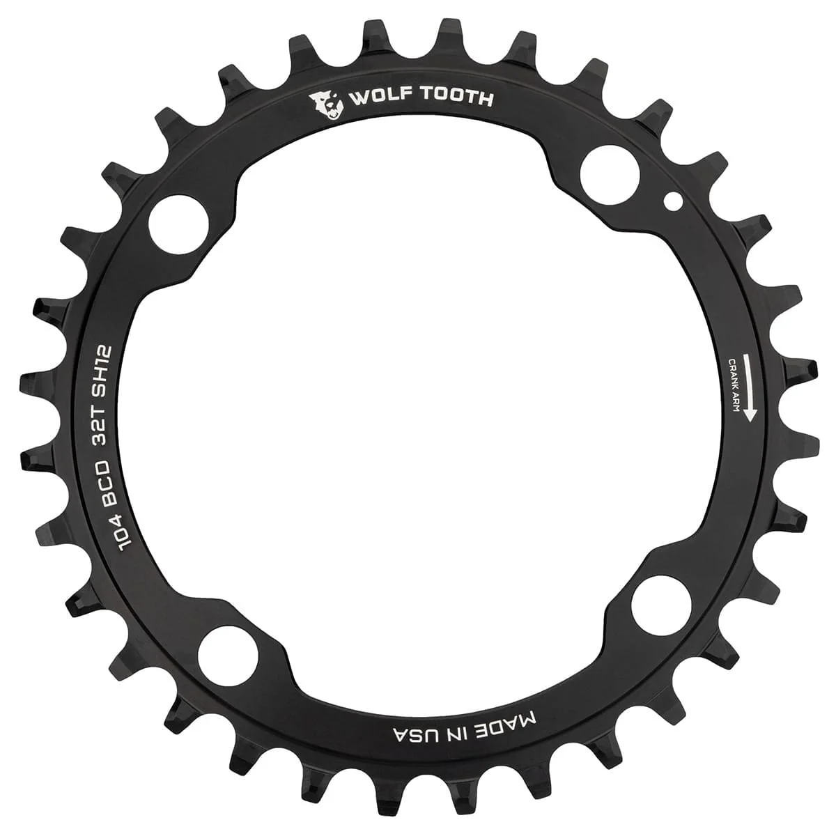 Tarcza łańcuchowa WOLF TOOTH 104 BCD 12V Shimano 4 otwory 104 mm czarna mono