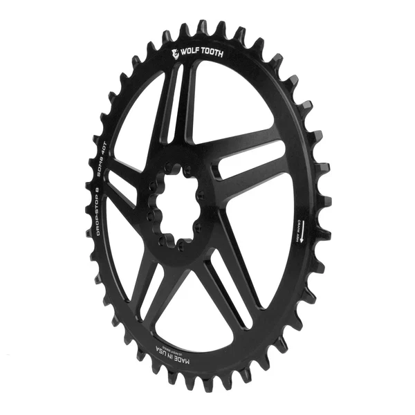 Tarcza mechanizmu korbowego WOLF TOOTH DROP-STOP ST GRAVEL DM 8 Screw Sram Black Mono Chainring - Image 4