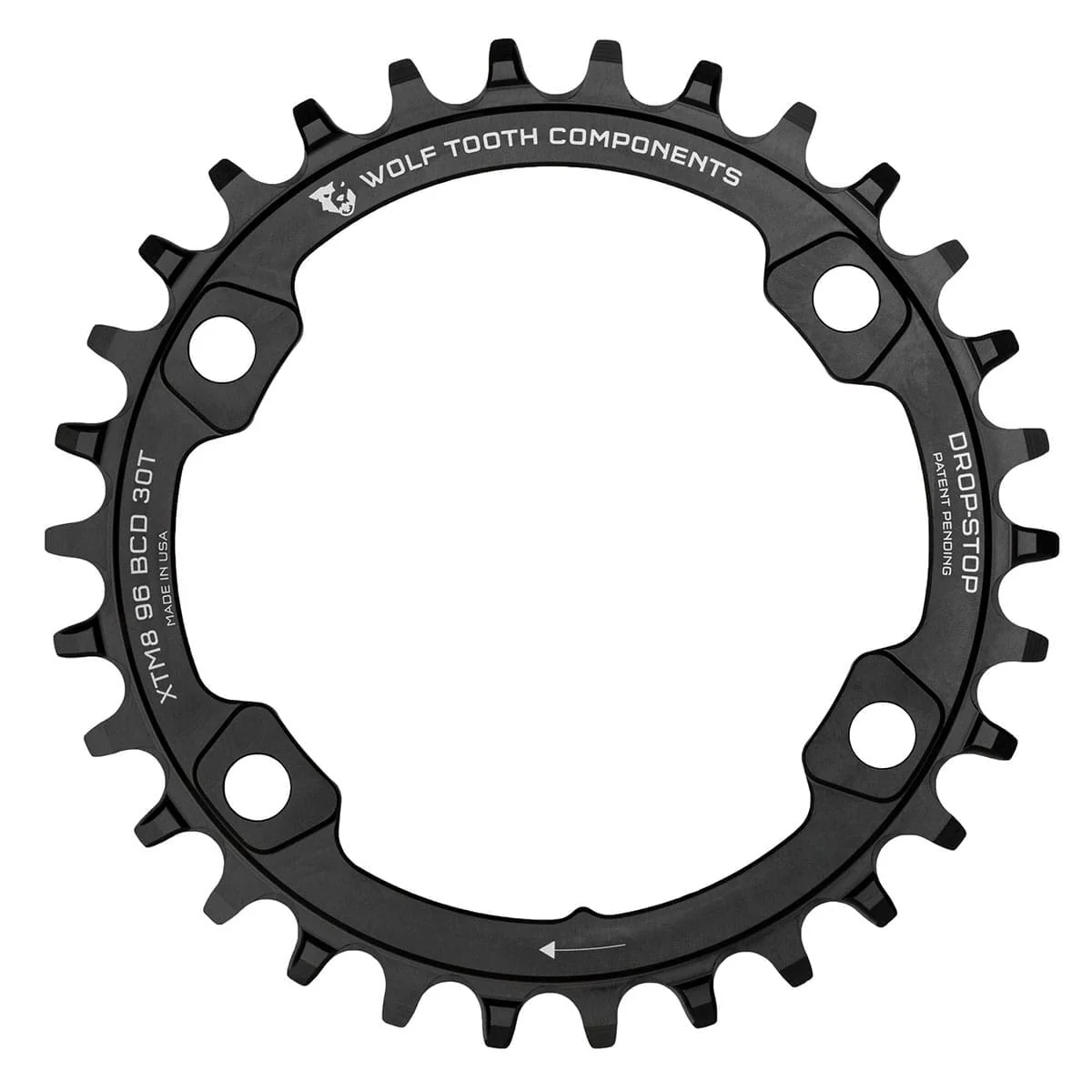 Tarcza łańcuchowa WOLF TOOTH 96 BCD 11V Shimano XT M8000/SLX M7000 4 otwory 96 mm czarna mono
