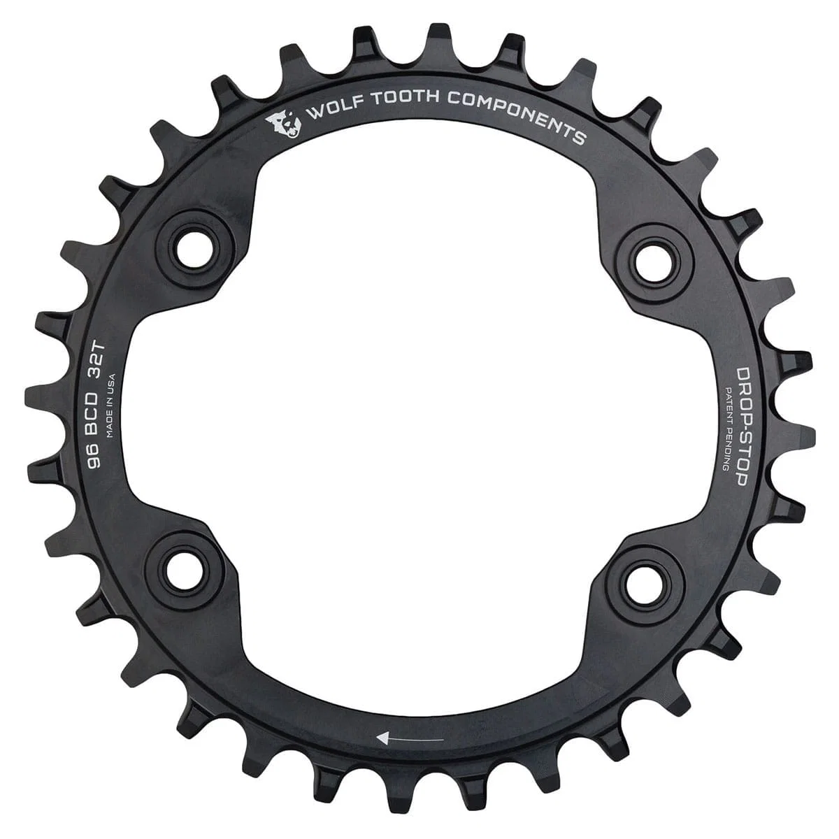 Tarcza łańcuchowa WOLF TOOTH 96 BCD 11V Shimano XTR M9000/M9020 4 otwory 96 mm czarna mono
