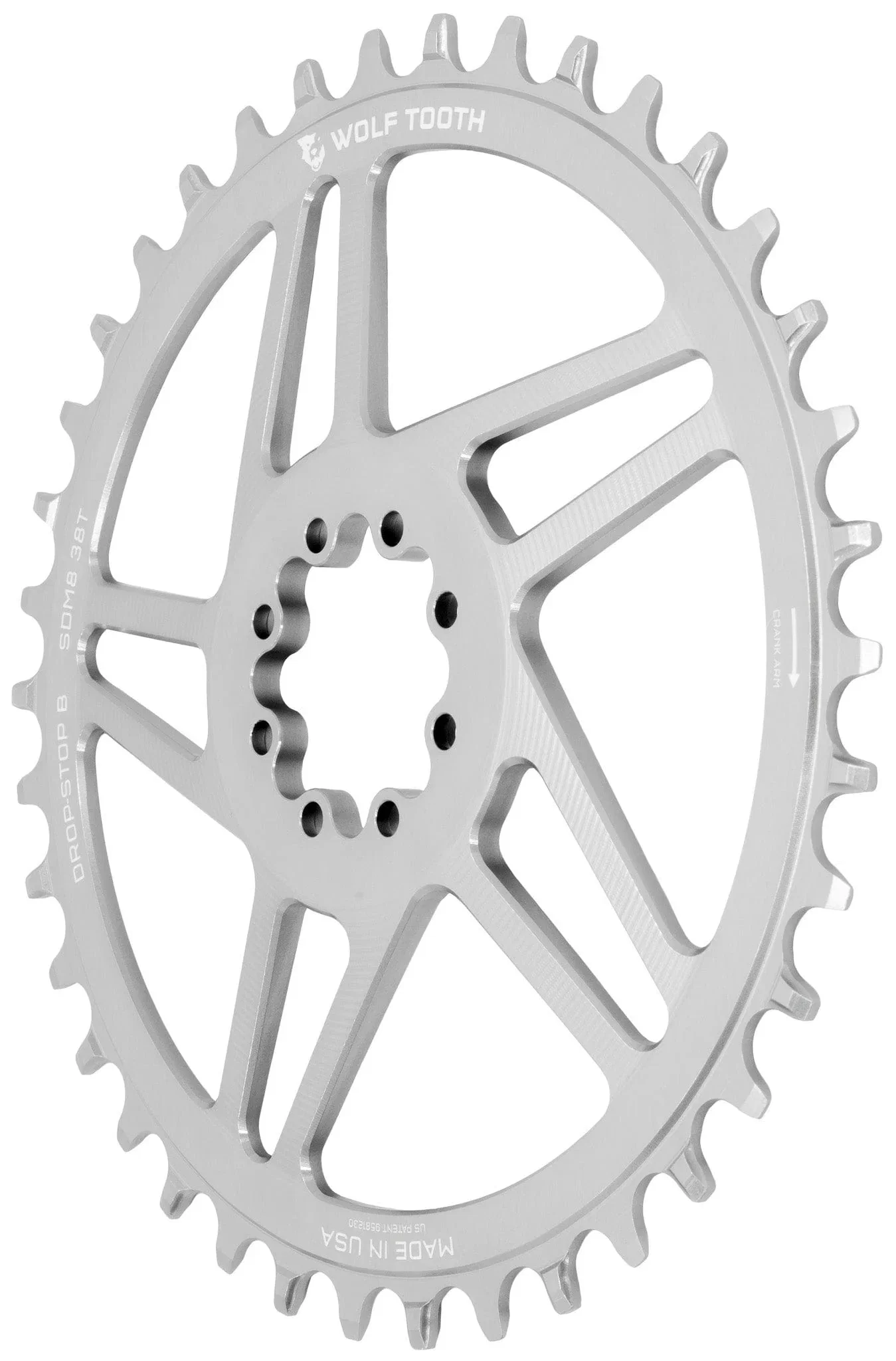 WOLF TOOTH DROP-STOP B GRAVEL DM 8 Sram Raw Silver Mono Chainring - Image 2