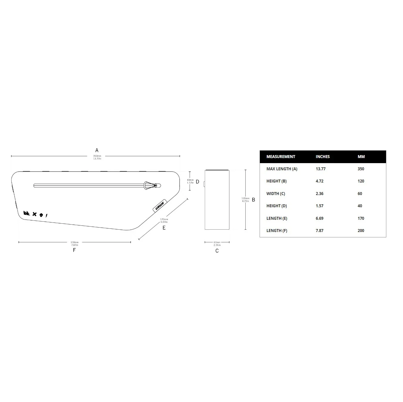 USWE FRAME TUBE SMALL 2.6 L Torba na ramę czarna - Image 6