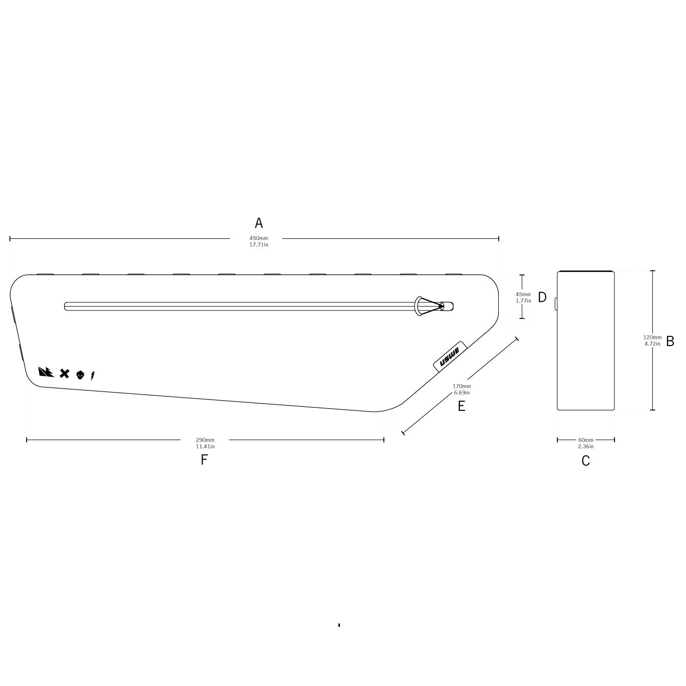 USWE FRAME TUBE LARGE 3.4 L Torba na ramę czarna - Image 6