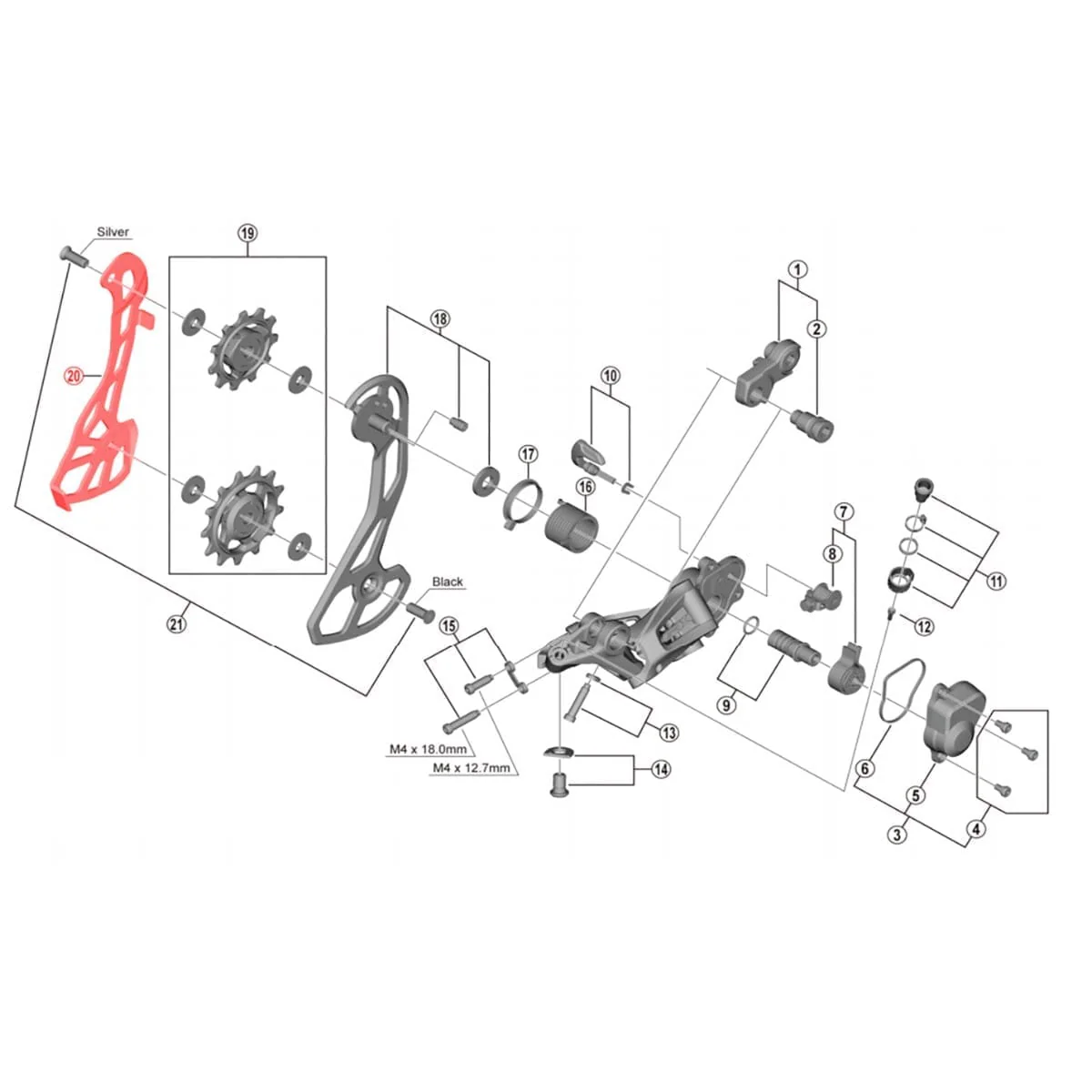 Wewnętrzny koszyk przerzutki tylnej SHIMANO GRX RD-RX810