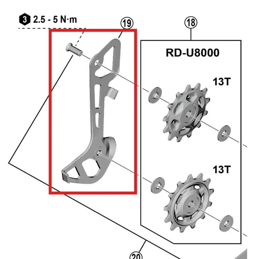 Wewnętrzny koszyk przerzutki tylnej SHIMANO RD-U8000/U6000 GS