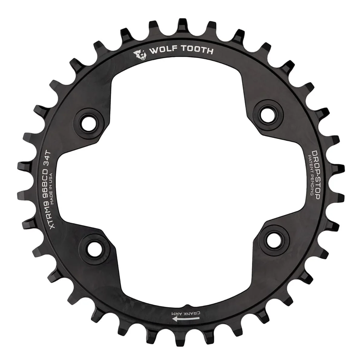 WOLF TOOTH 96 BCD 9/10/11/12V Shimano XTR M9000/M9020 4 Hole 96mm Black Mono Chainring