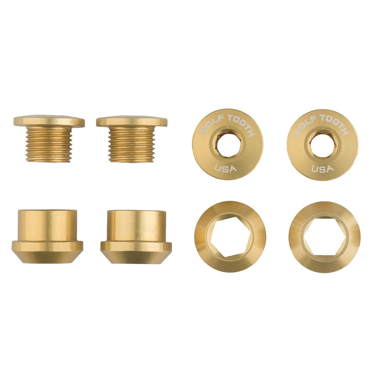 Zestaw 4 śrub i nakrętek kominowych M8x6 mm WOLF TOOTH Transmission 1X Gold