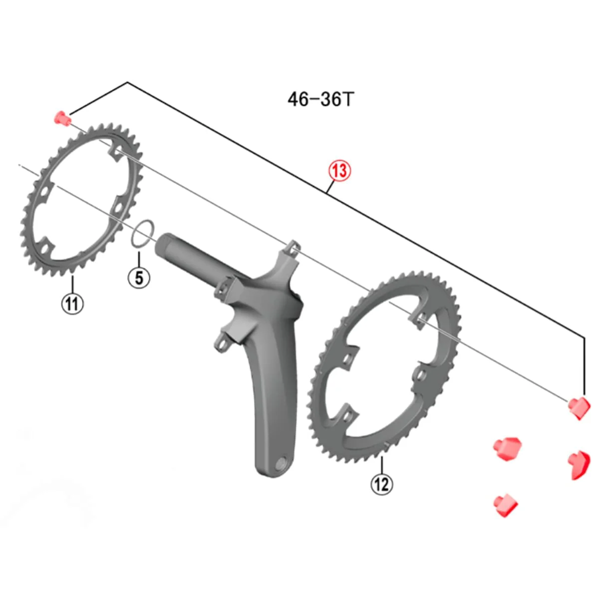 Zestaw 4 śrub i tulei do mechanizmu korbowego SHIMANO ULTEGRA FC-R8000 46-36