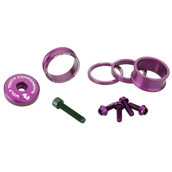 Zestaw dystansowy. Osłona trzpienia i śruby WOLFTOOTH BLING KIT Ultraviolet