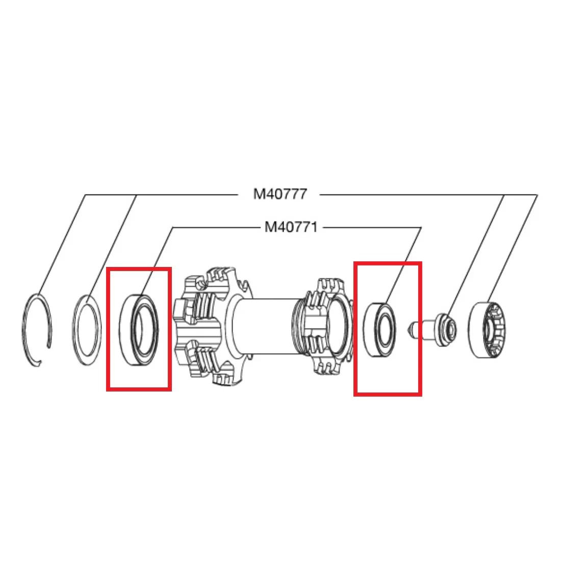 Zestaw 2 łożysk piasty przedniej MAVIC do Cannondale Lefty 50 & 60 25x37x7mm (6805) + 15x28x7mm (61902)