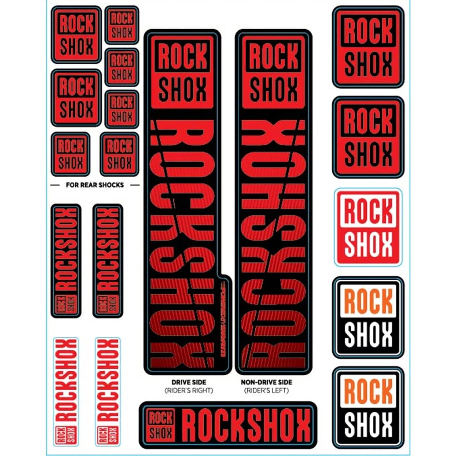Zestaw naklejek na widelec ROCKSHOX Single Tee 35 mm (2018+) czerwony