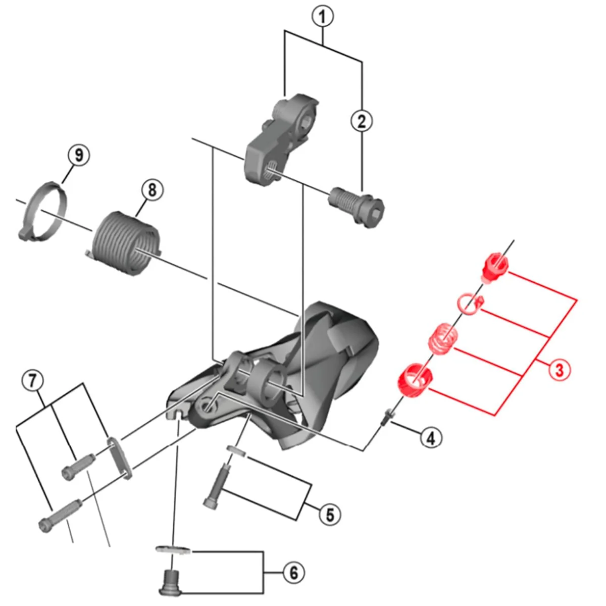 Zestaw regulatora naprężenia linki do przerzutki tylnej SHIMANO DURA-ACE RD-R9100