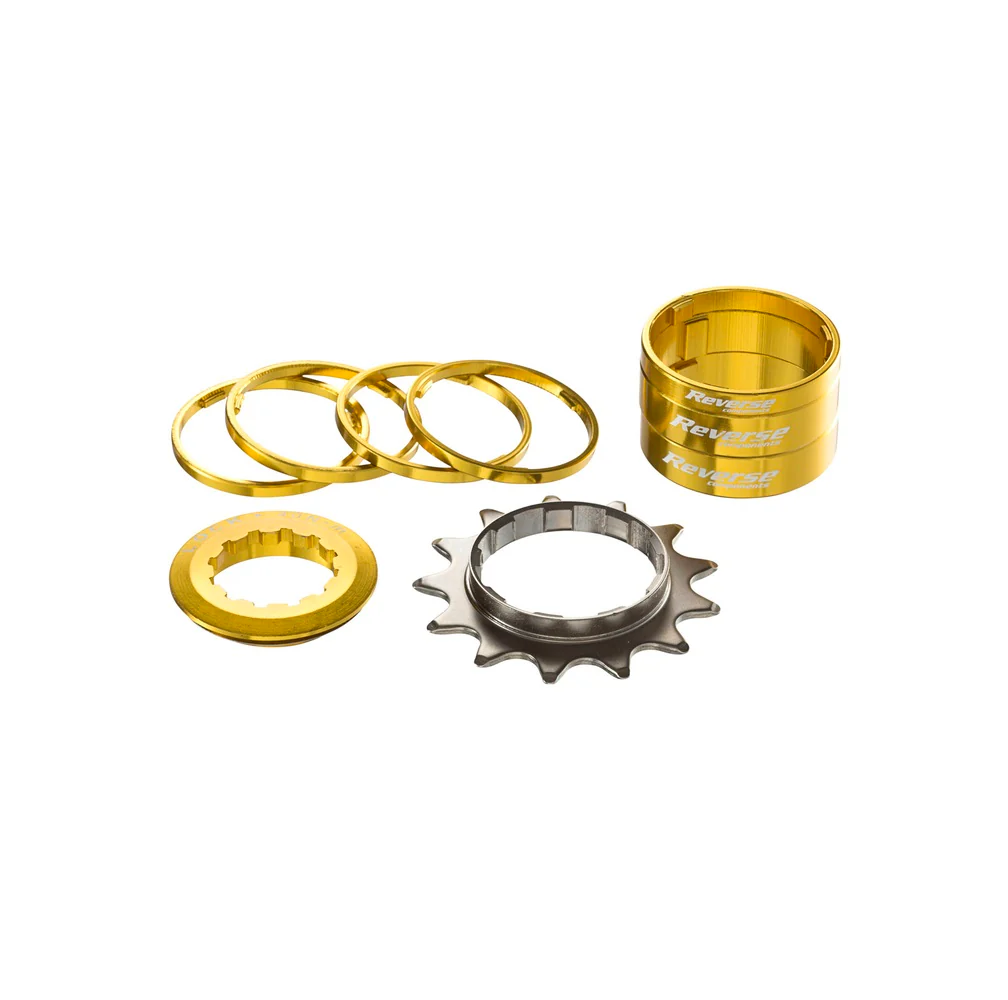 Zestaw REVERSE COMPONENTS Single Speed Kit z 13-stopniową zębatką w kolorze złotym