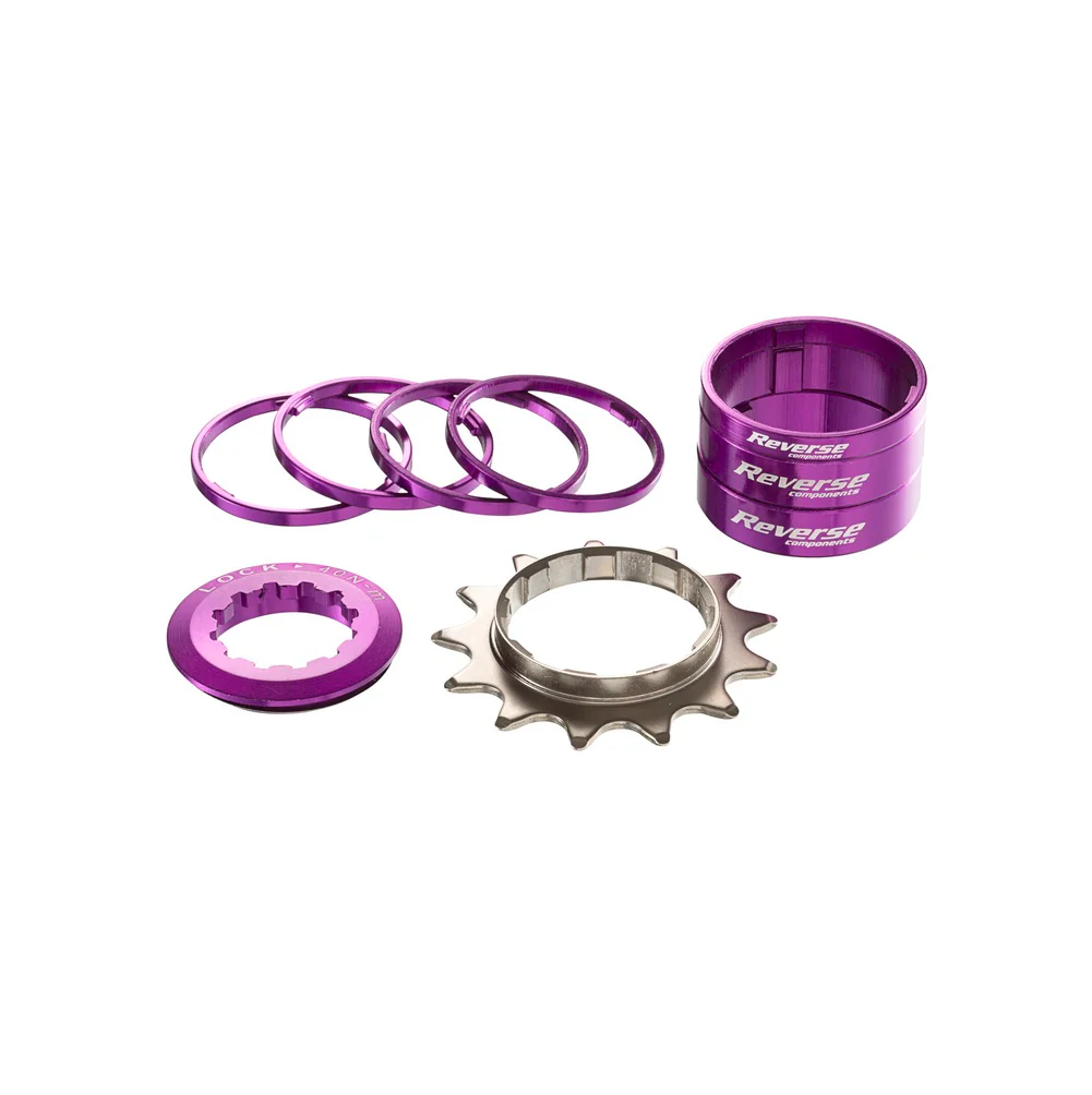 Zestaw REVERSE COMPONENTS Single Speed Kit z 13-zębową zębatką w kolorze fioletowym