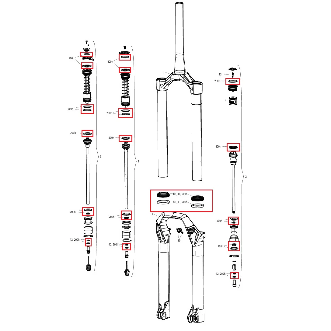 Zestaw konserwacyjny 200 h/rok ROCKSHOX PSYLO Gold (2025+) Generacja A